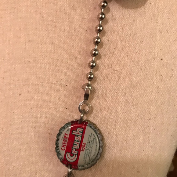 Necklace/belt.  Antique bottle caps & Swvski cryst - Picture 5 of 8